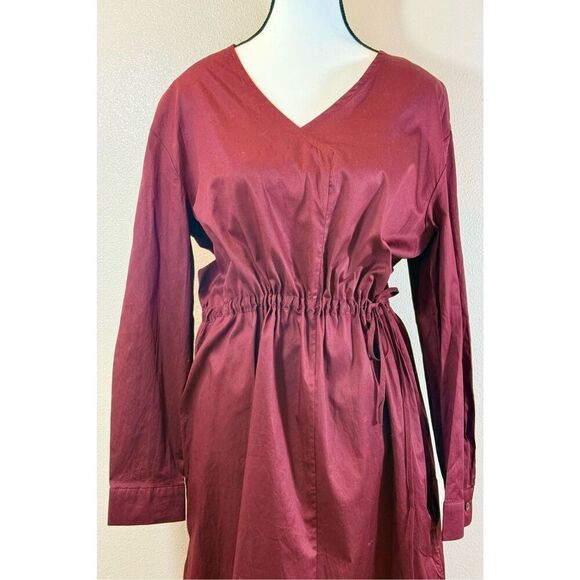 NWT Nordstrom Harshman Belinda A-Line Midi Burgundy Holiday Fall Dress Large - Picture 4 of 14